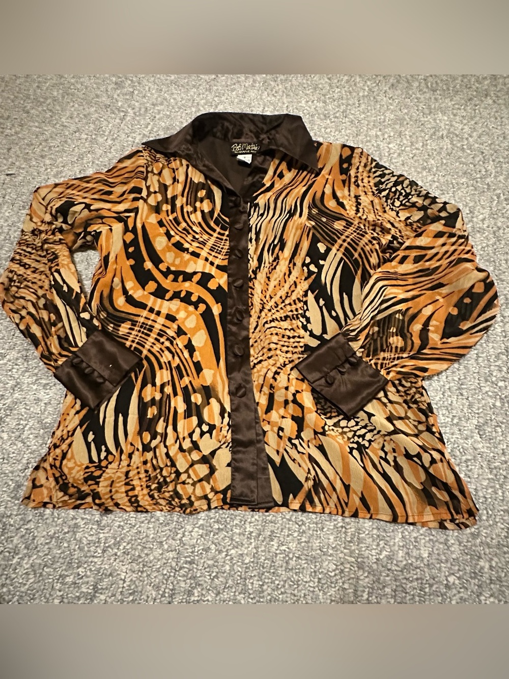 EUC Vintage Bob Mackie Wearable Art 100% Silk Animal Print Blouse--sz Small